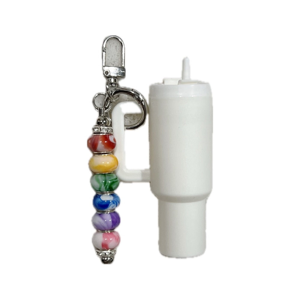Rainbow Beaded Tumbler Keychain